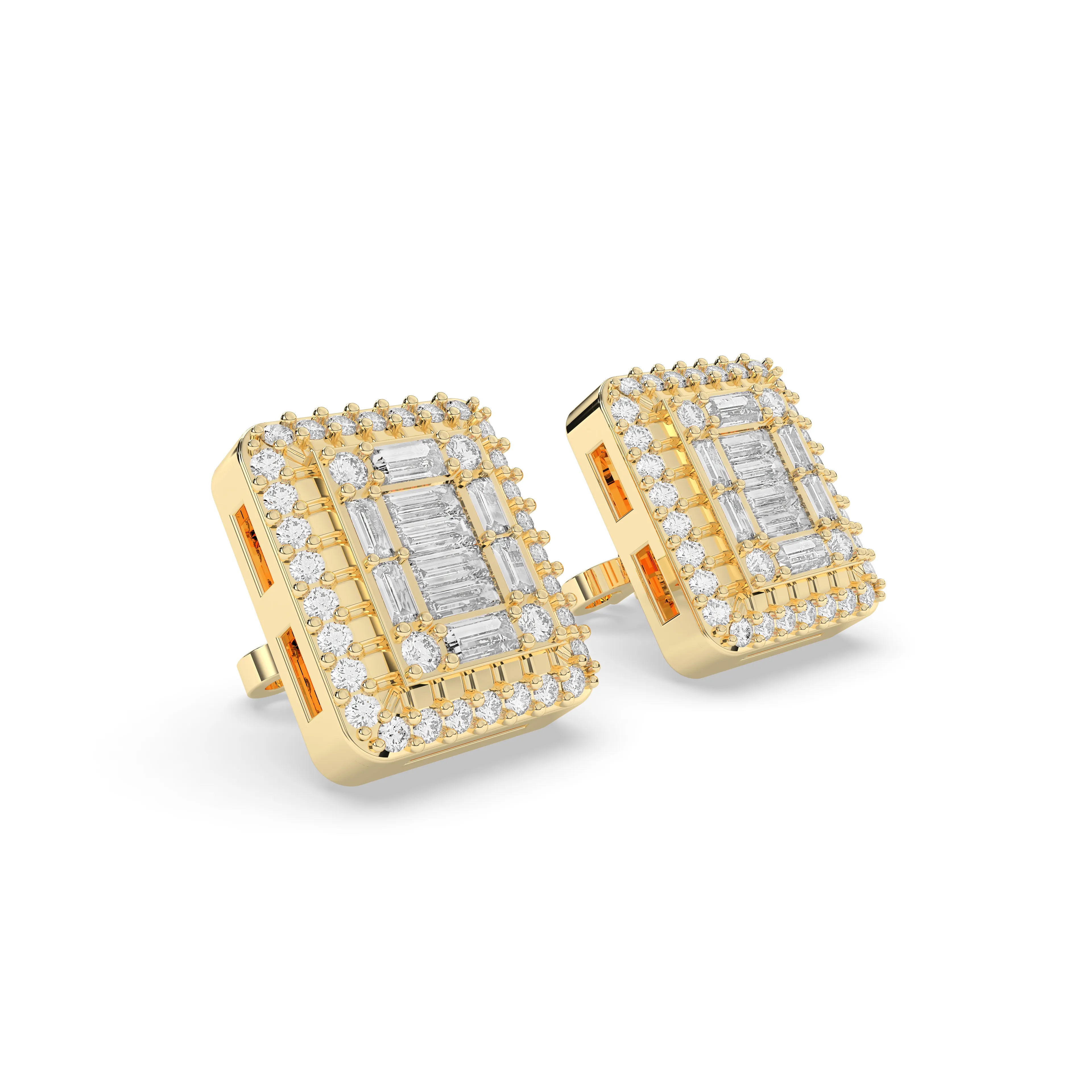 1.00CTW 10mm Rectangular Diamond Baguette Earrings