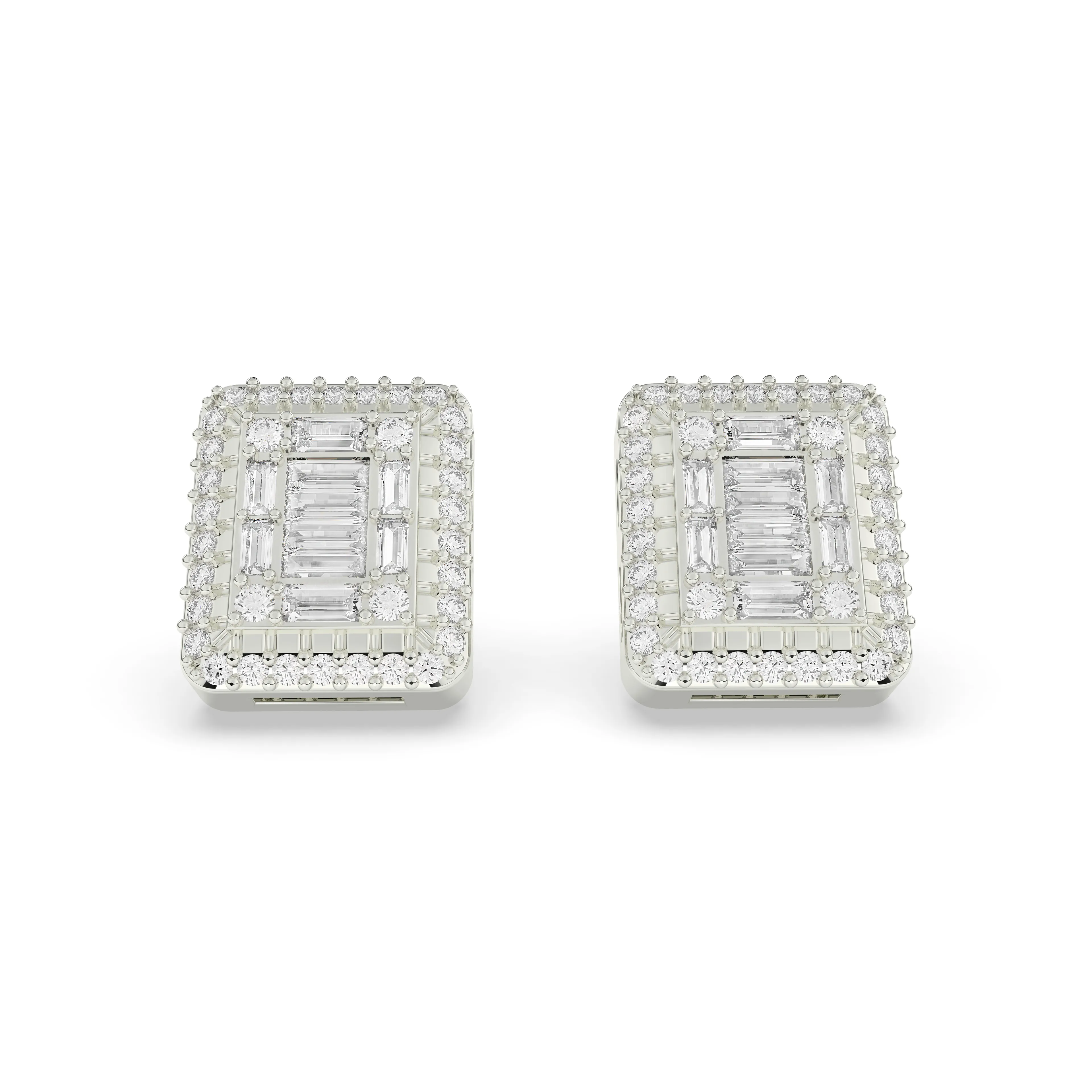 1.00CTW 10mm Rectangular Diamond Baguette Earrings