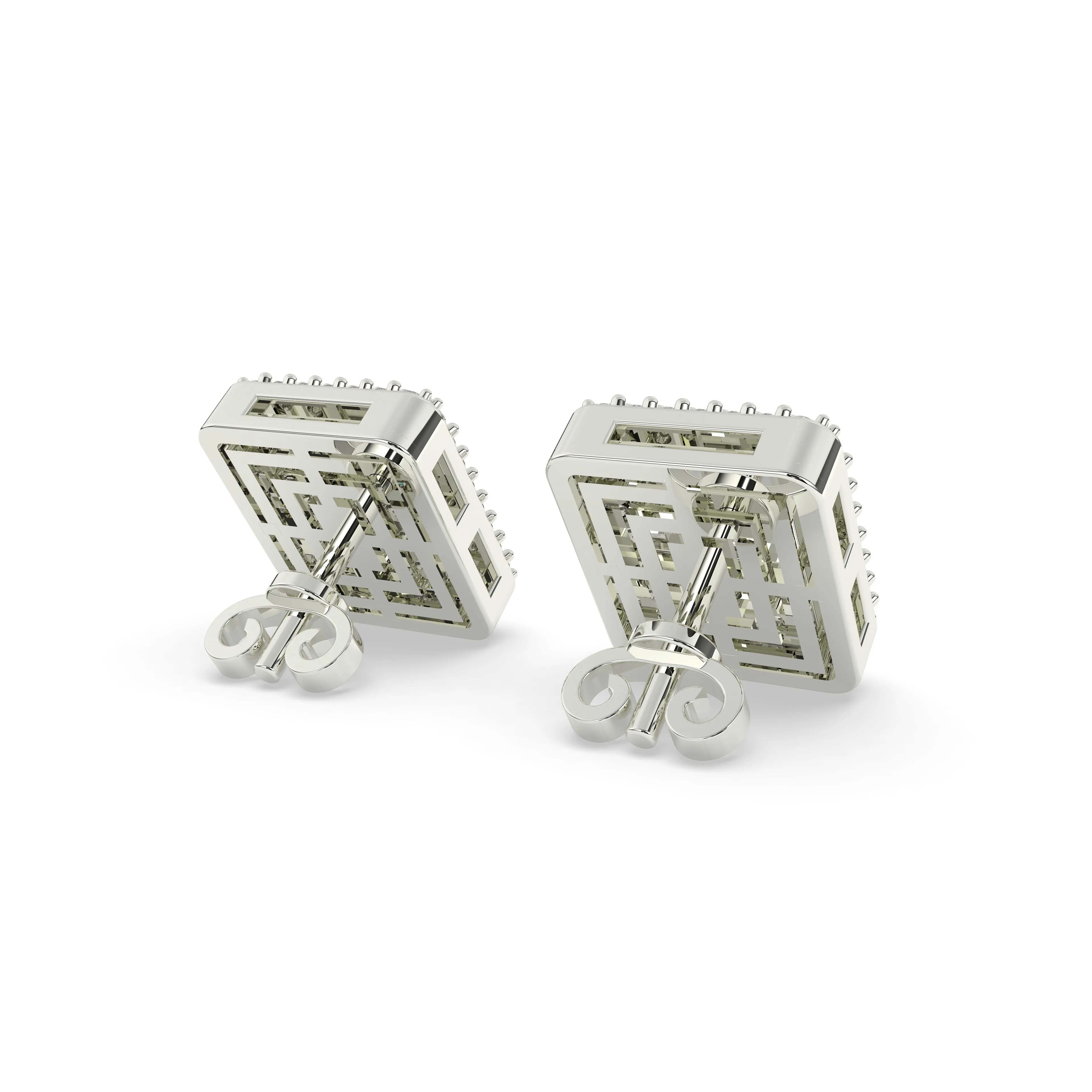 1.00CTW 10mm Rectangular Diamond Baguette Earrings