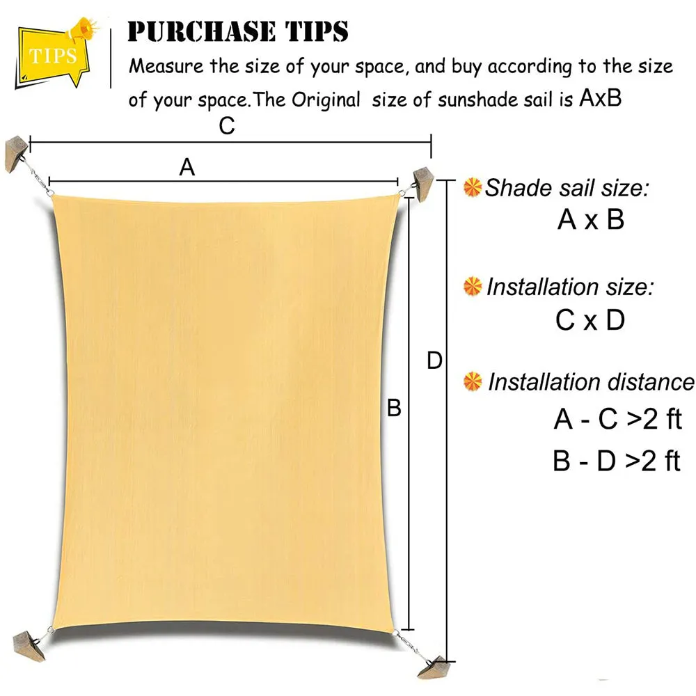18'x'24' Rectangle Patio Sun Shade Sail（Sand Color）