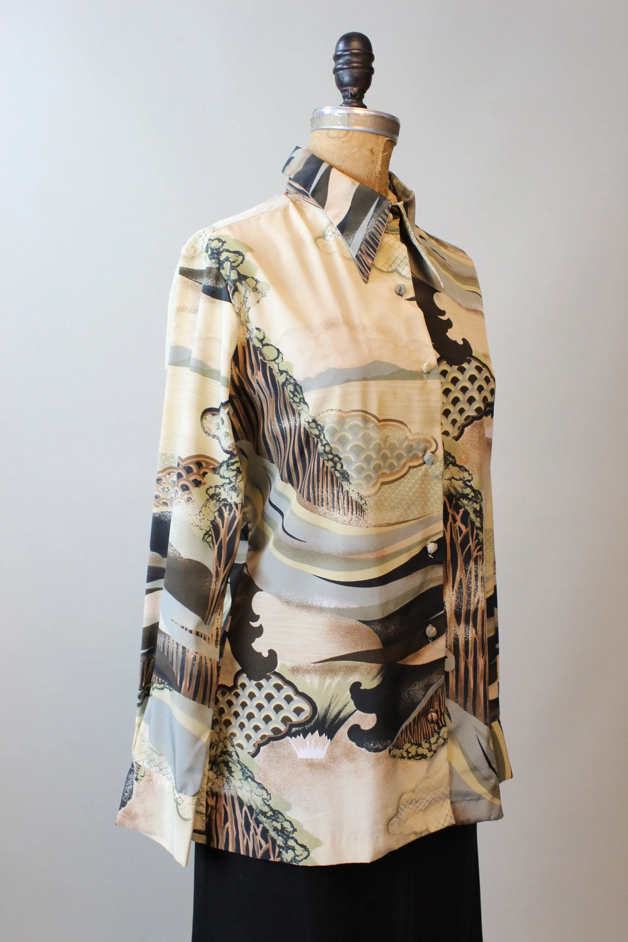 1970s LANVIN print blouse top medium large | new winter