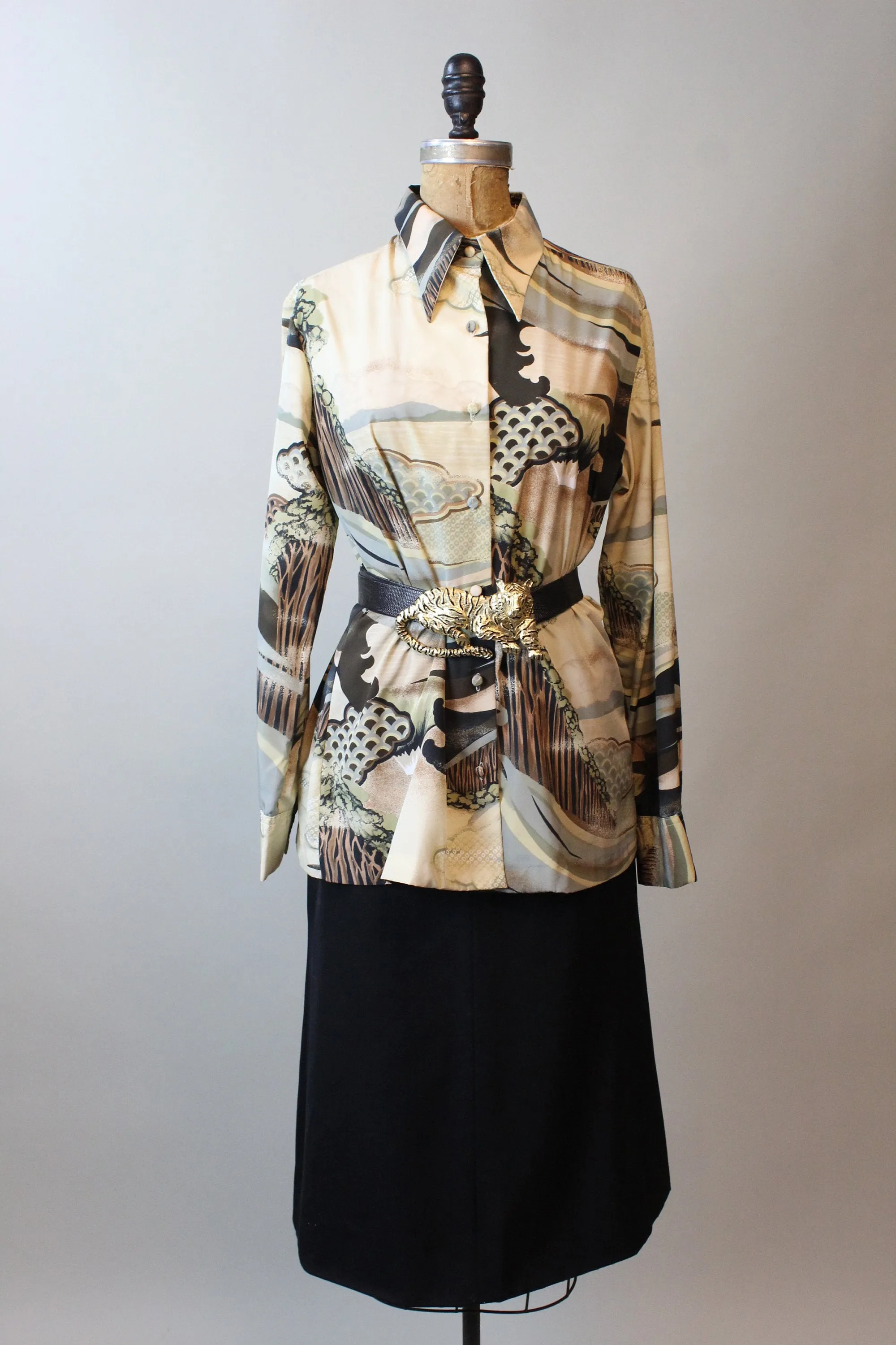 1970s LANVIN print blouse top medium large | new winter