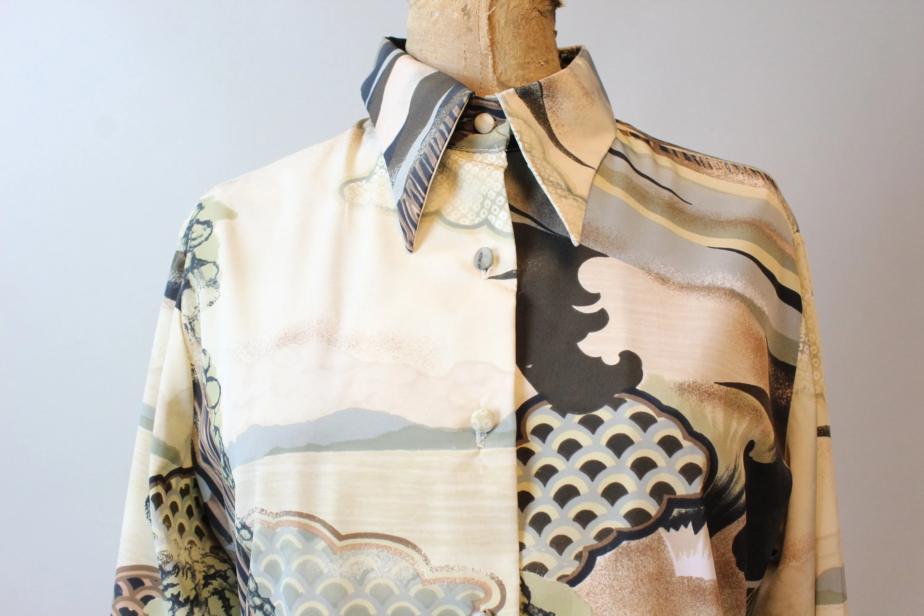 1970s LANVIN print blouse top medium large | new winter