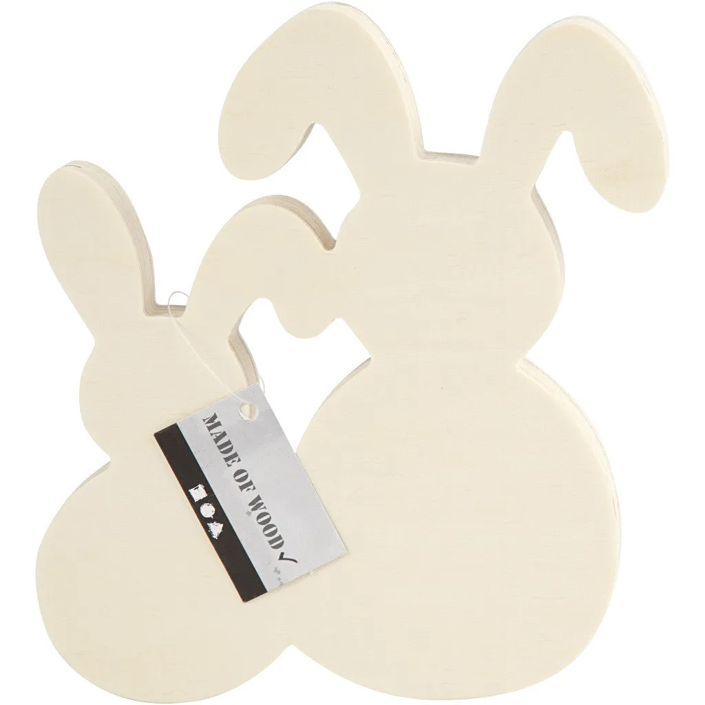 2 x Plywood Continuous Bunnies Decoration Crafts 17x16x2 cm