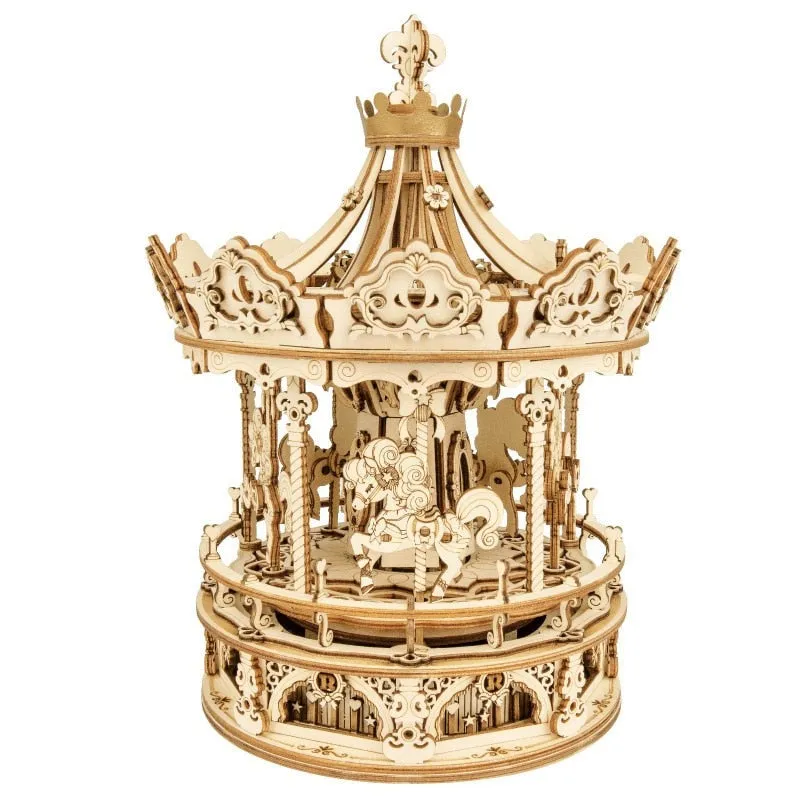 3D Wooden Puzzle Box Romantic Carousel