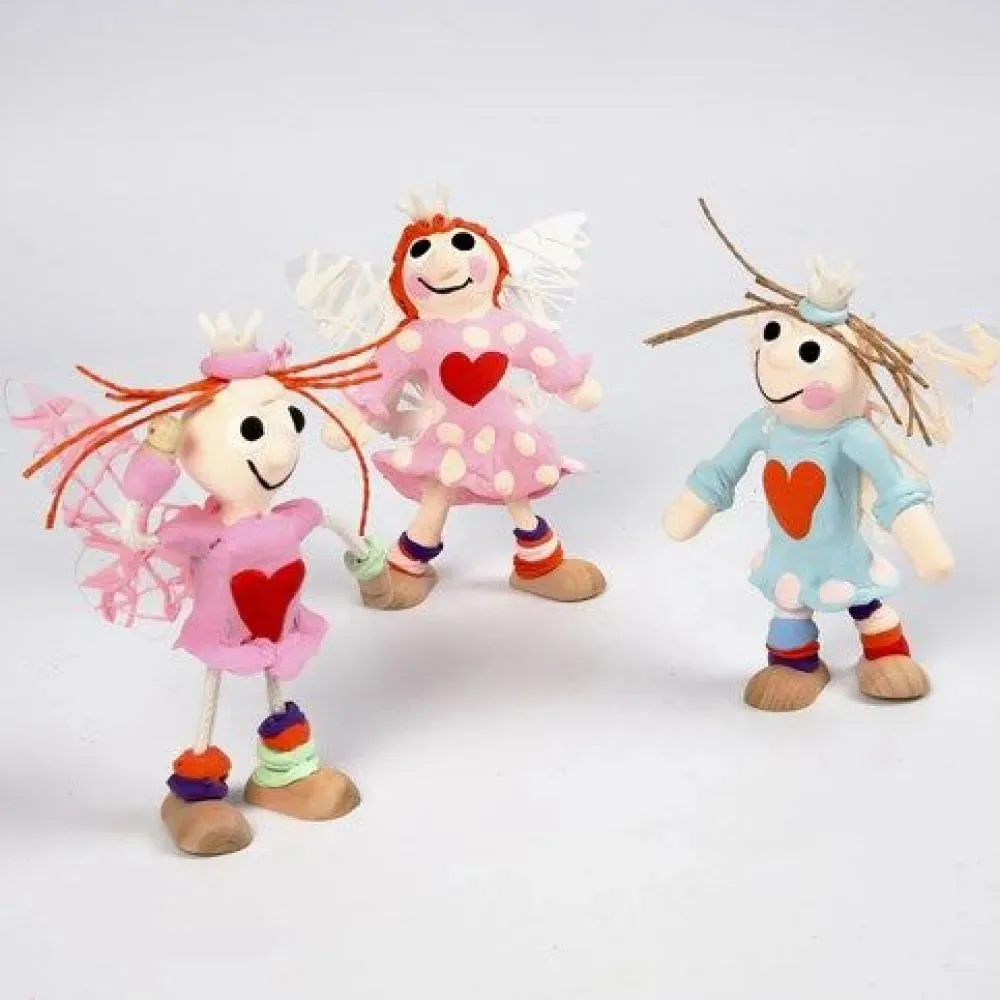 4 x Mixed Wood Flexible Figures Decoration Crafts 12 cm