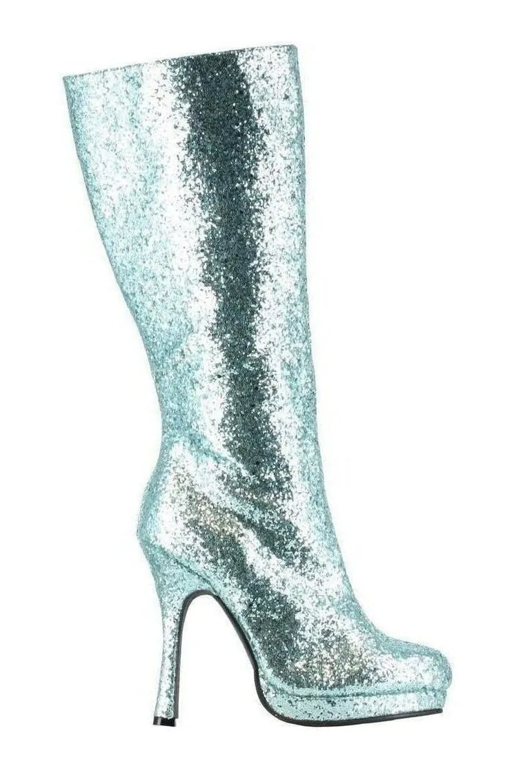 421-ZARA Knee Boot  | Turquoise  Glitter