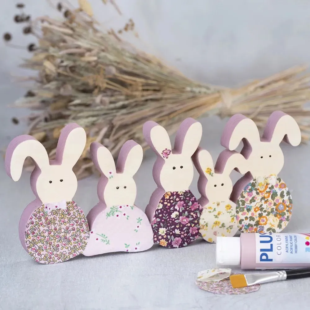 5 x Plywood Connected Bunnies Decoration Crafts 30x11x2 cm