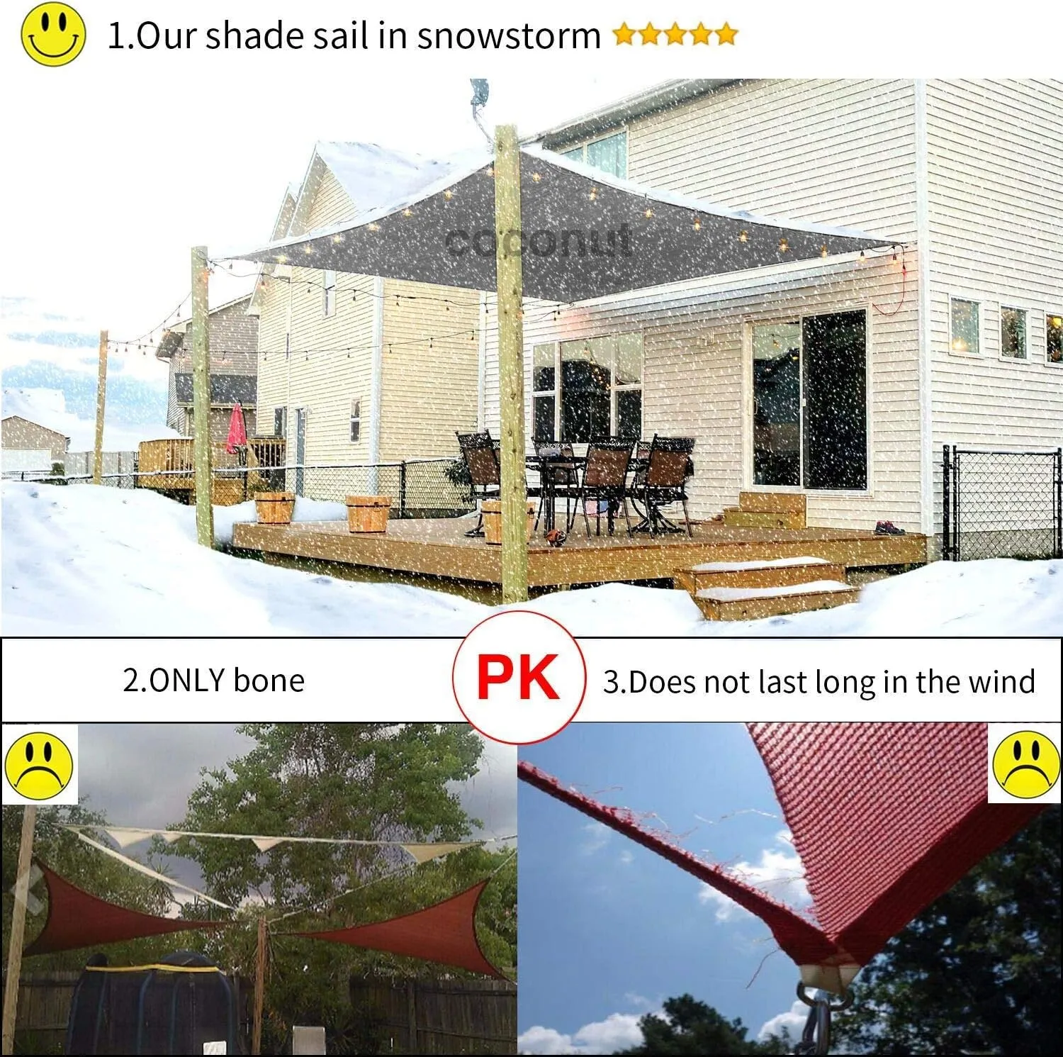 8'x'10' Rectangle Patio Sun Shade Sail（Grey Color）