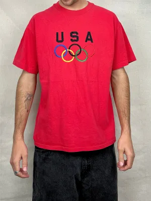 90's USA Olympics Embroidered Vintage T-Shirt Size M