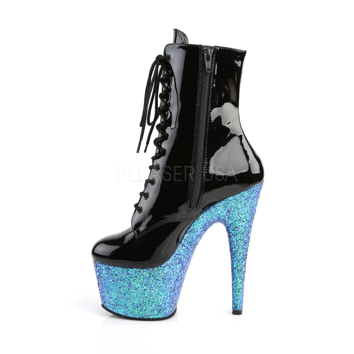 ADORE-1020LG  Black Patent/Blue Multi Glitter