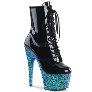 ADORE-1020LG  Black Patent/Blue Multi Glitter