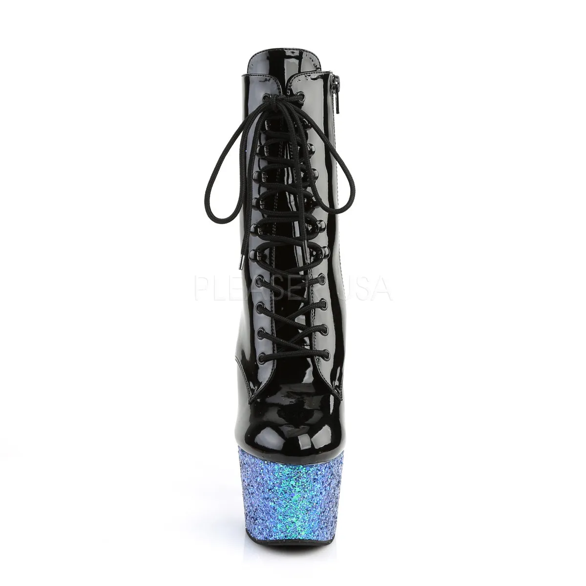 ADORE-1020LG  Black Patent/Blue Multi Glitter