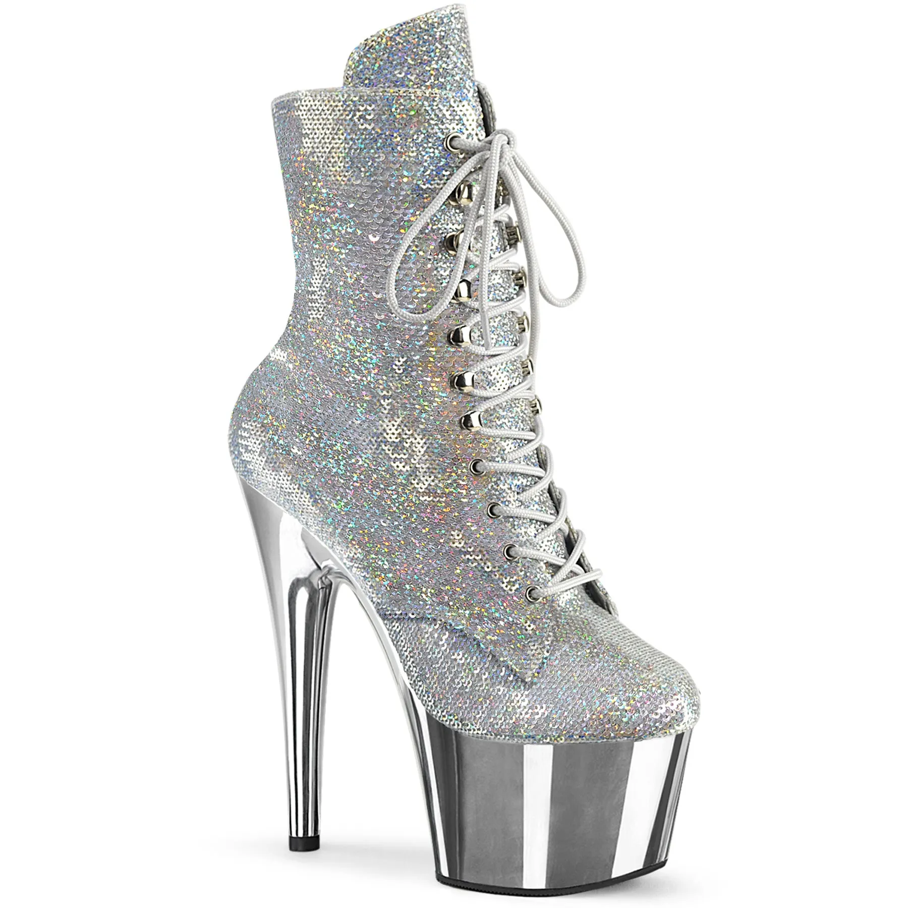ADORE-1020SQ-02  Silver Holo Sequins/Silver Chrome