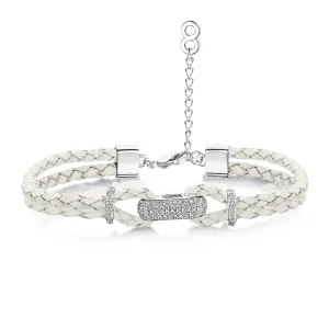 Alana Leather Bracelet Rhodium/Grey