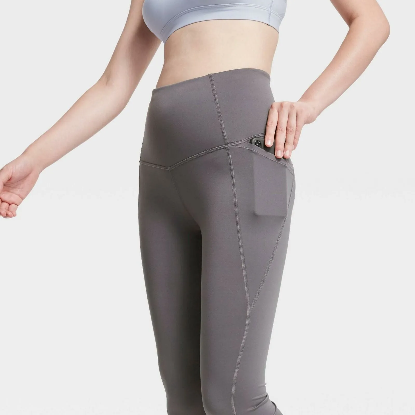 All In Motion Women's Power Waist High Rise Shirred 7/8 Leggings