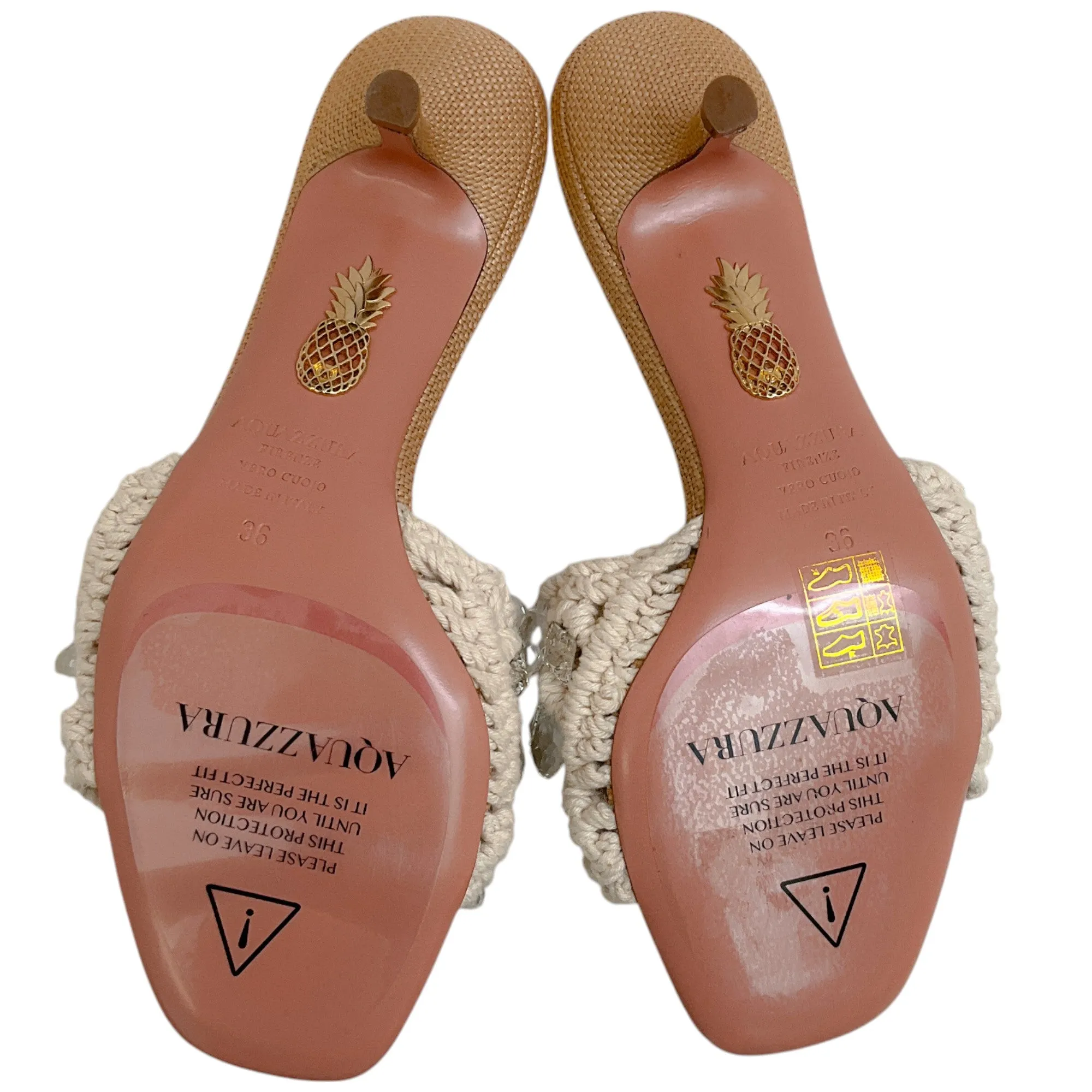 Aquazzura Oat Crochet Crystal Embellished Cote 50 Sandals