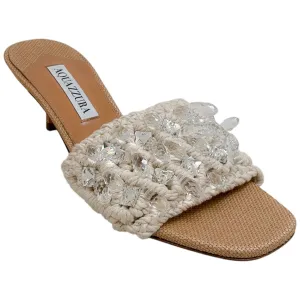 Aquazzura Oat Crochet Crystal Embellished Cote 50 Sandals