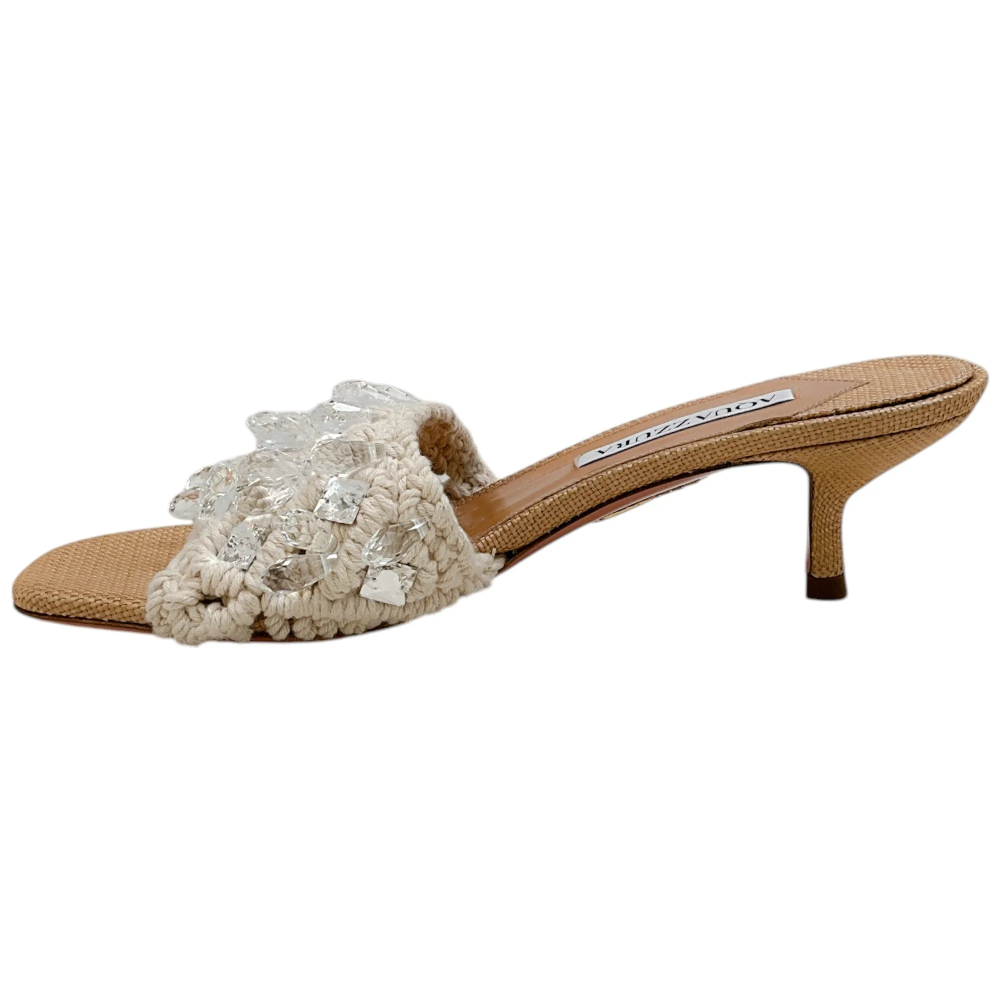 Aquazzura Oat Crochet Crystal Embellished Cote 50 Sandals