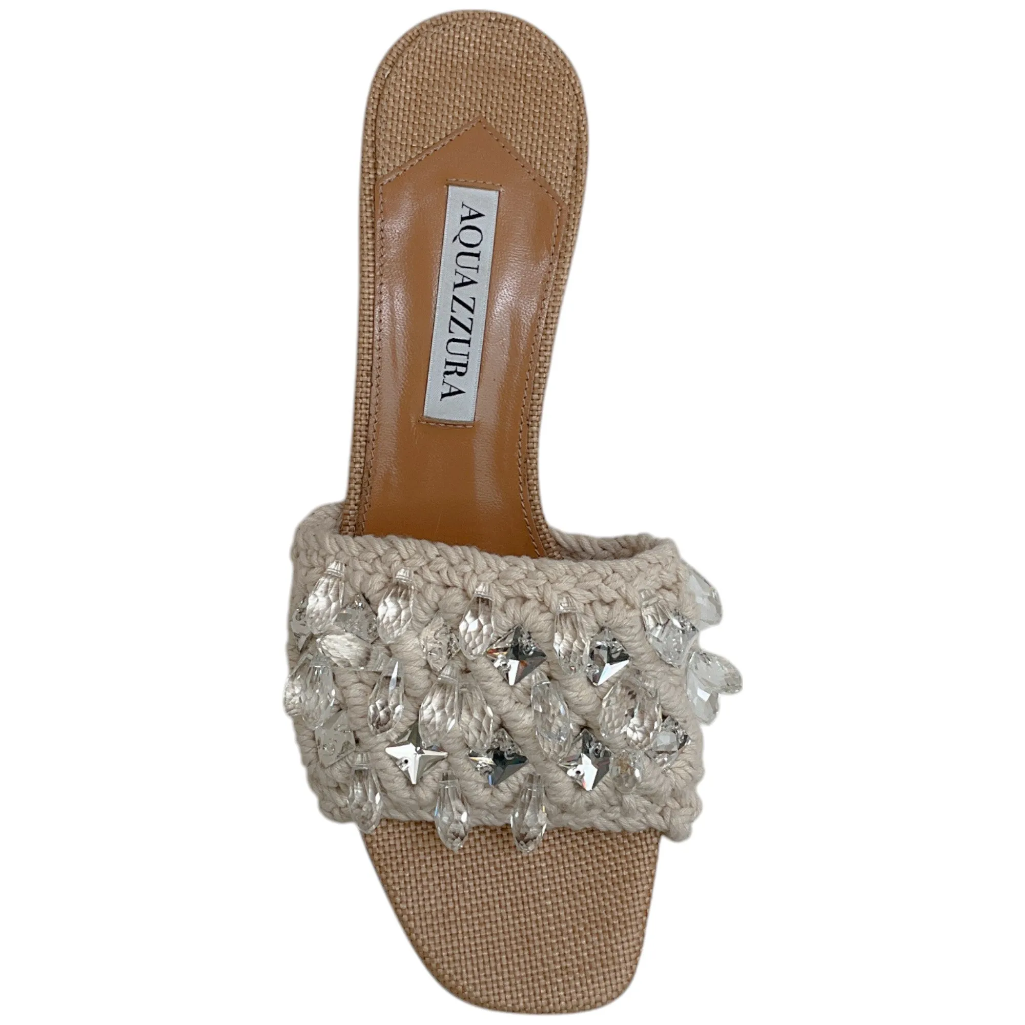 Aquazzura Oat Crochet Crystal Embellished Cote 50 Sandals