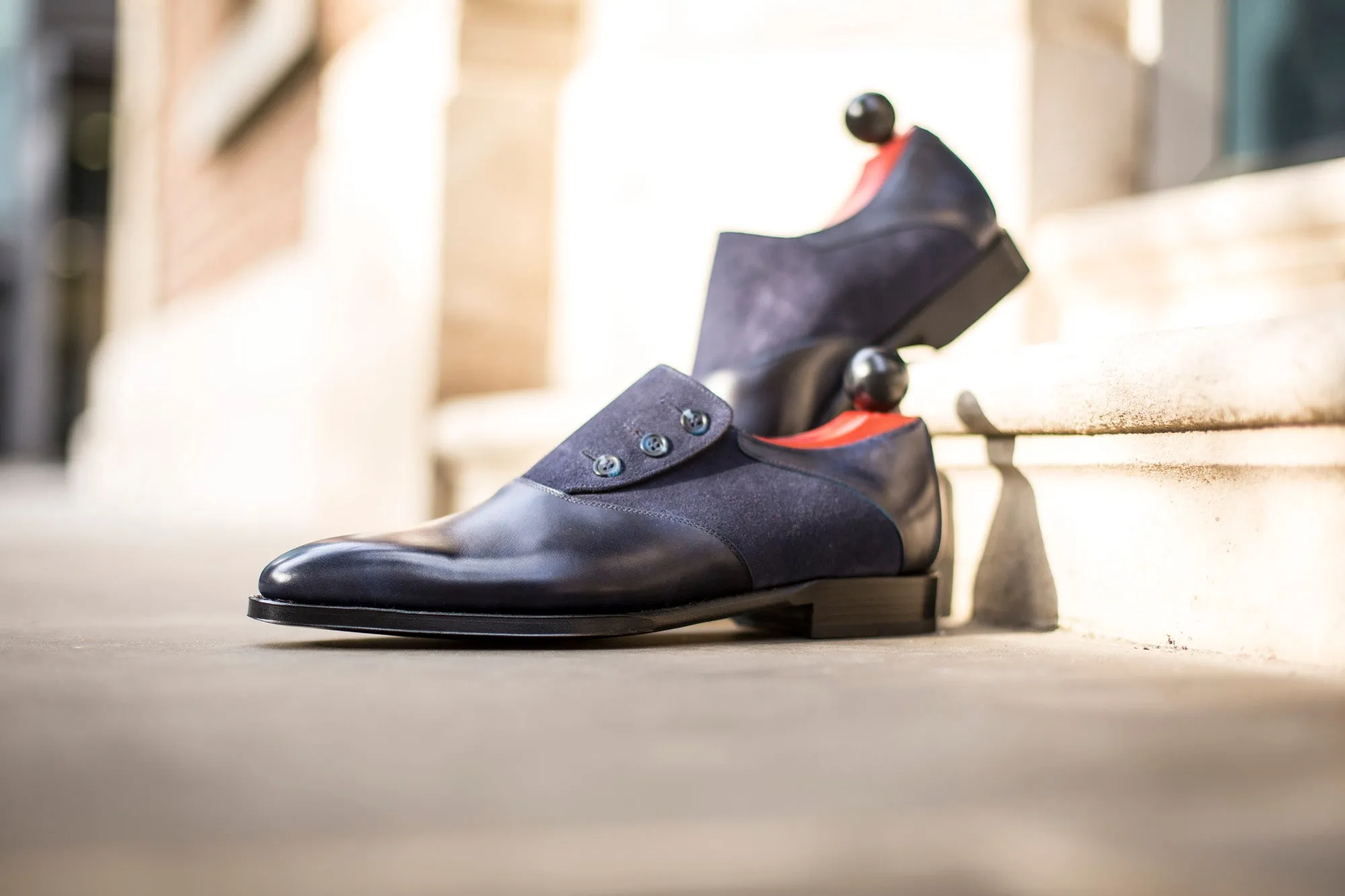 Aurora - MTO - Navy Museum Calf / Navy Suede - LPB Last - Single Leather Sole