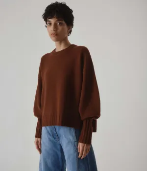 BALLOON SLEEVE SWEATER IN CINNAMON