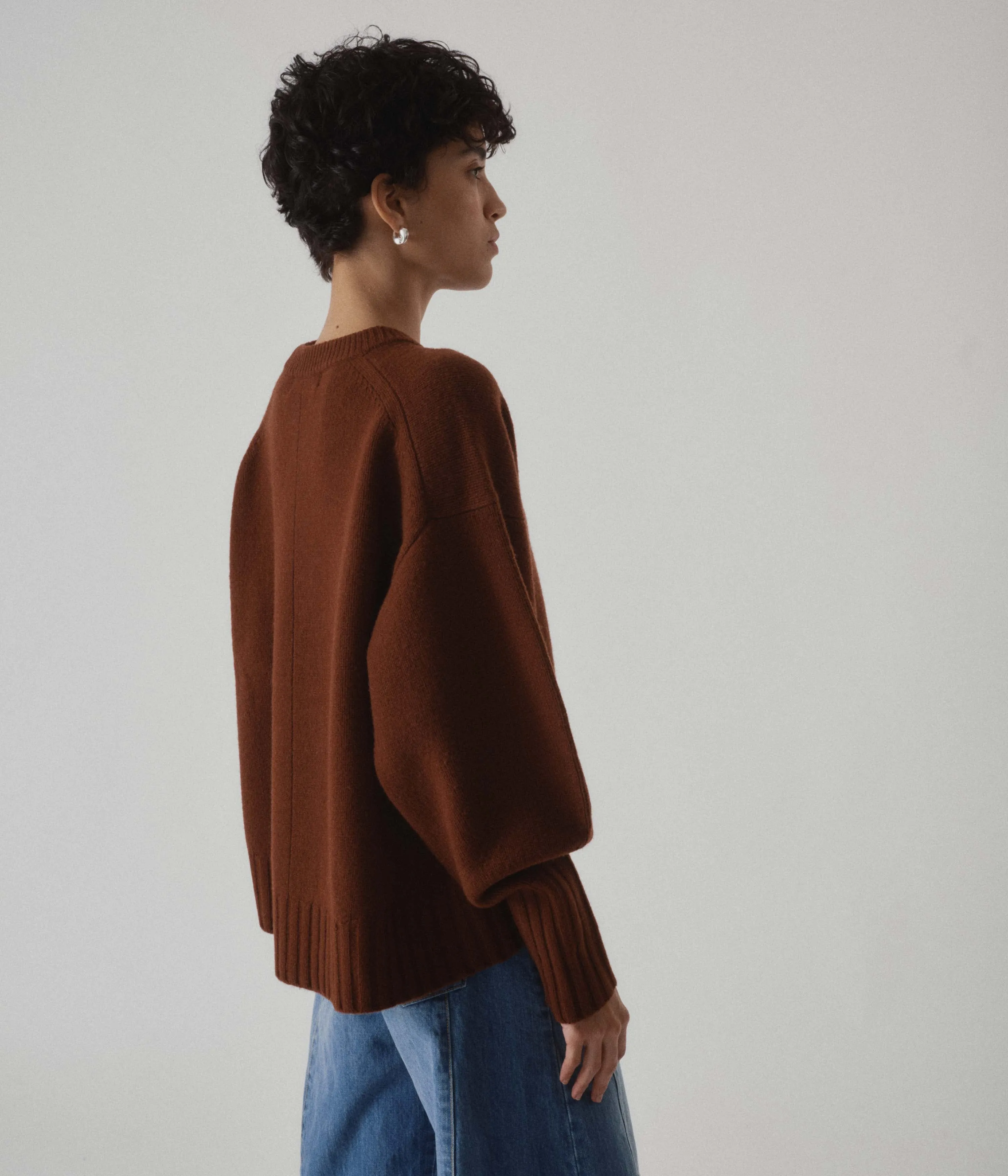 BALLOON SLEEVE SWEATER IN CINNAMON