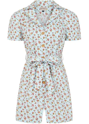 Banned Flora 50's Playsuit Blue