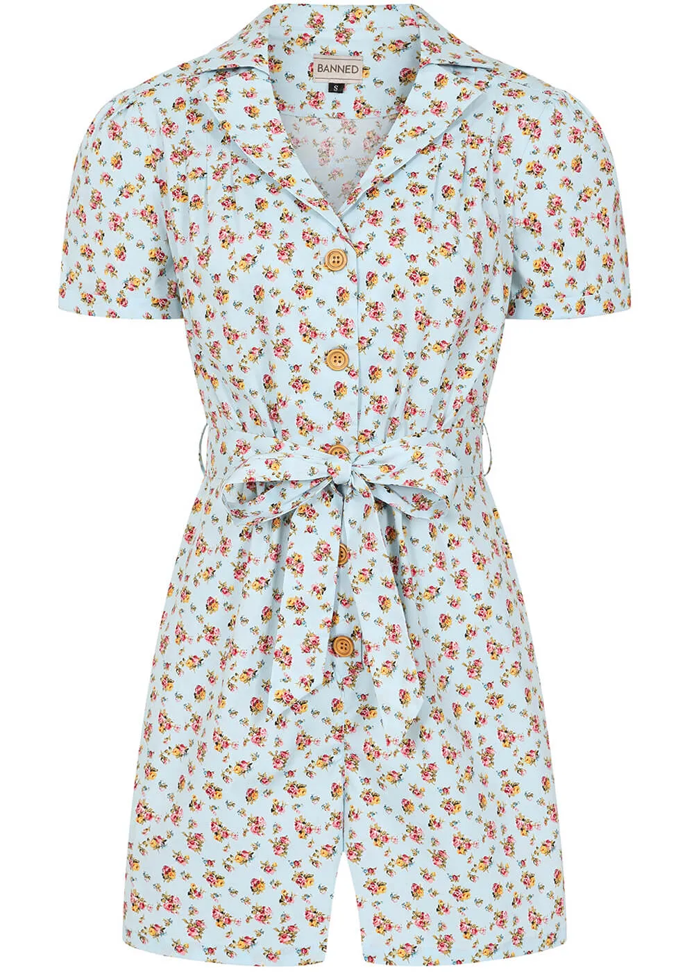 Banned Flora 50's Playsuit Blue