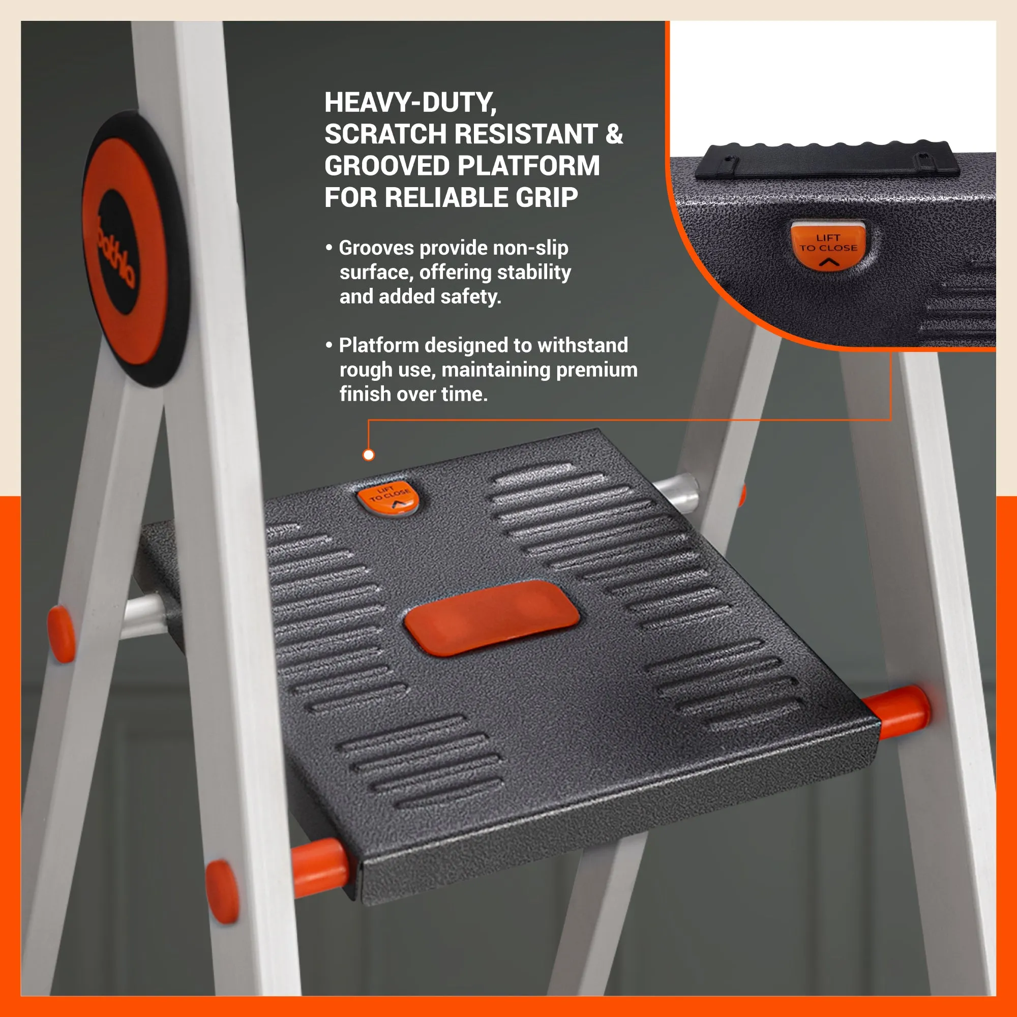 Bathla Advance Pro 8-Step Foldable Aluminium Ladder for Home | Heavy Duty & Anti-Slip Steps | 7 Year Manufacturer Warranty