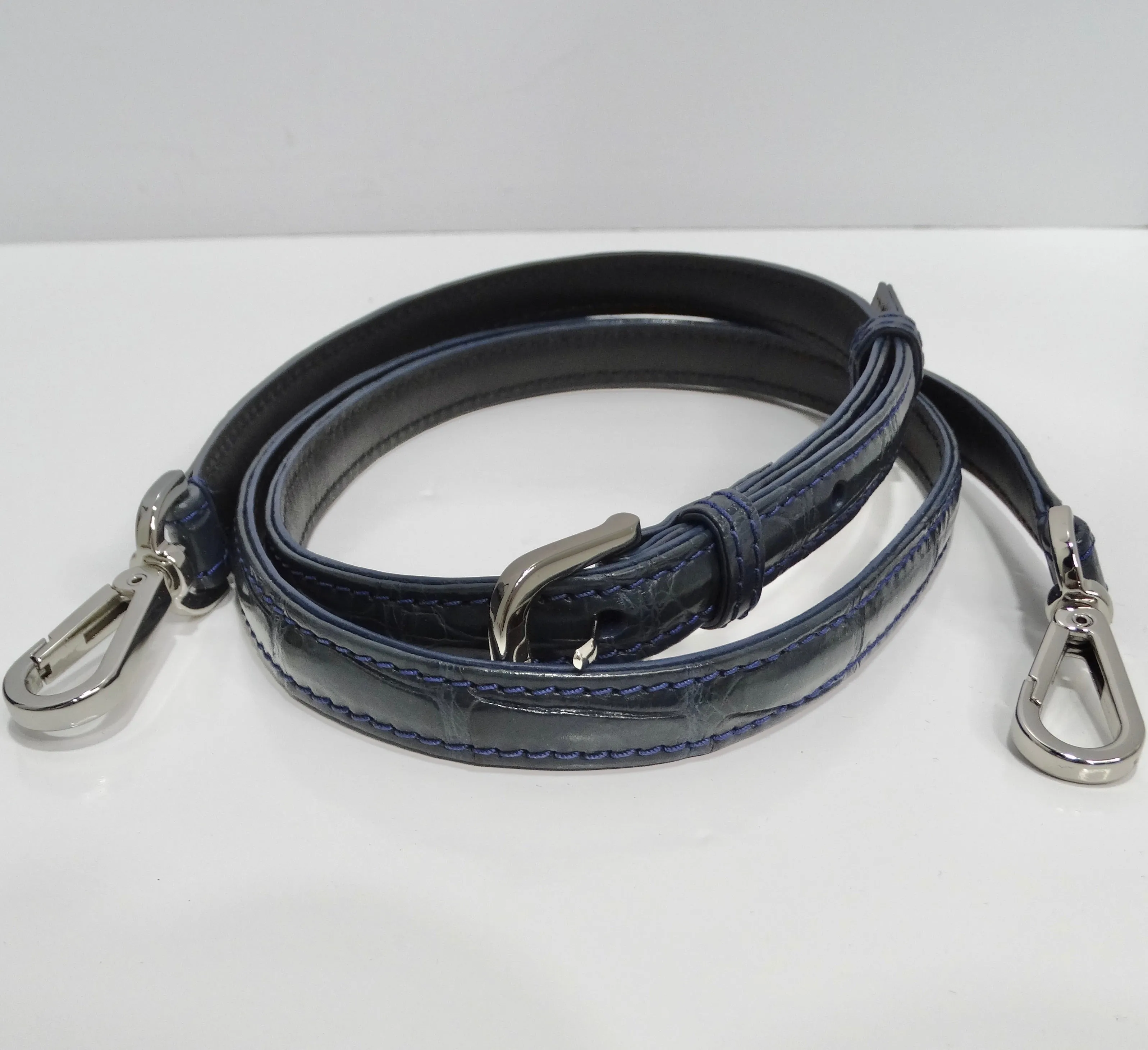 BC Luxury Blue Crocodile Leather Top Handle Bag