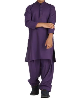 Beautiful designer Pakistani boy dress in dark purple color # K2311