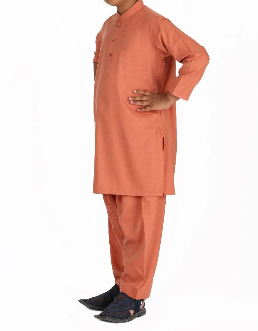Beautiful Pakistani boy dress in rust color for casual wear # K2308