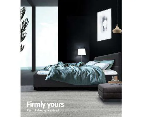 Bed Frame Platform Fabric Wooden Charcoal TINO