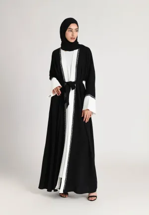 Black & White Kimono Open Abaya
