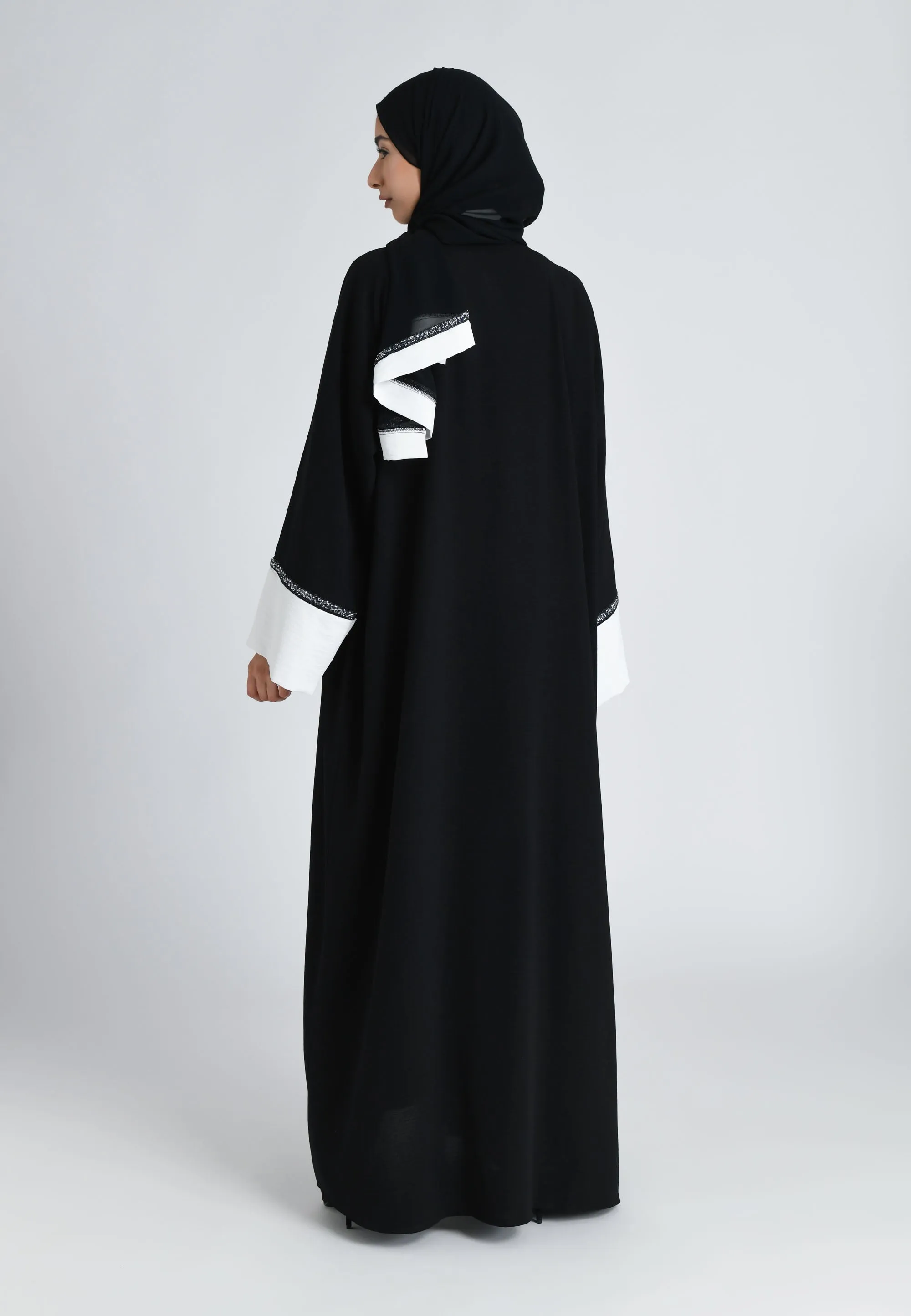 Black & White Kimono Open Abaya