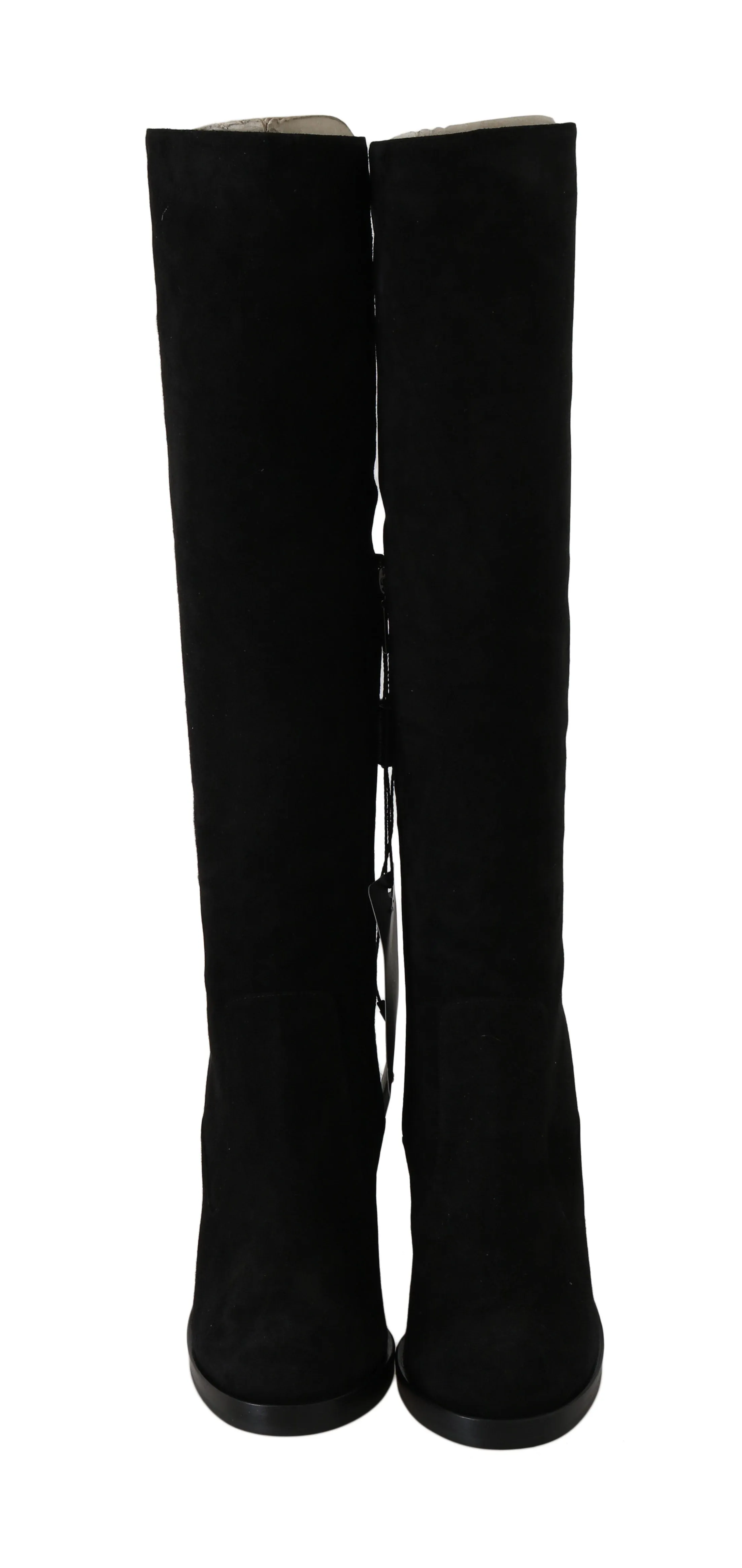 Black Suede Leather Knee High Boots