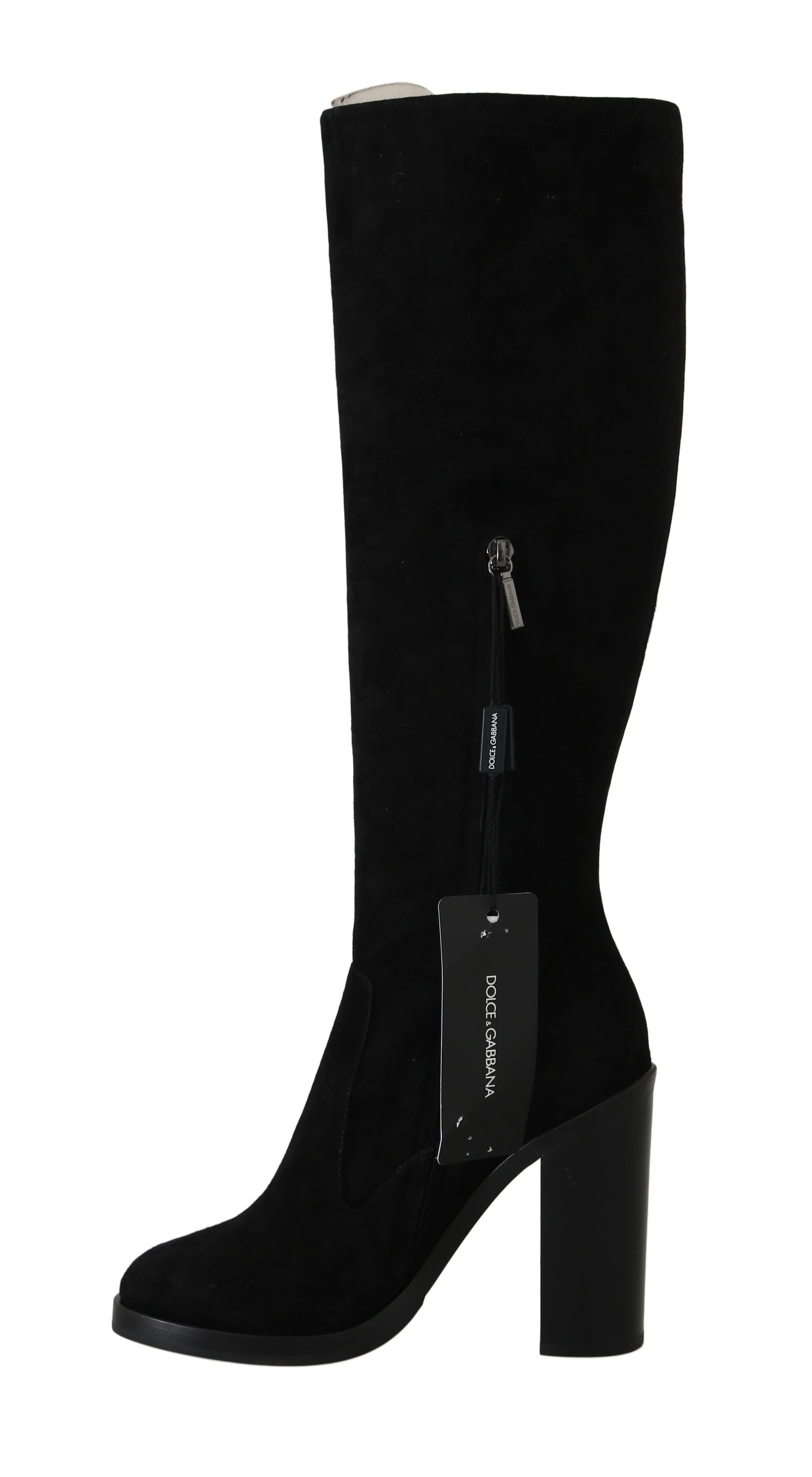 Black Suede Leather Knee High Boots