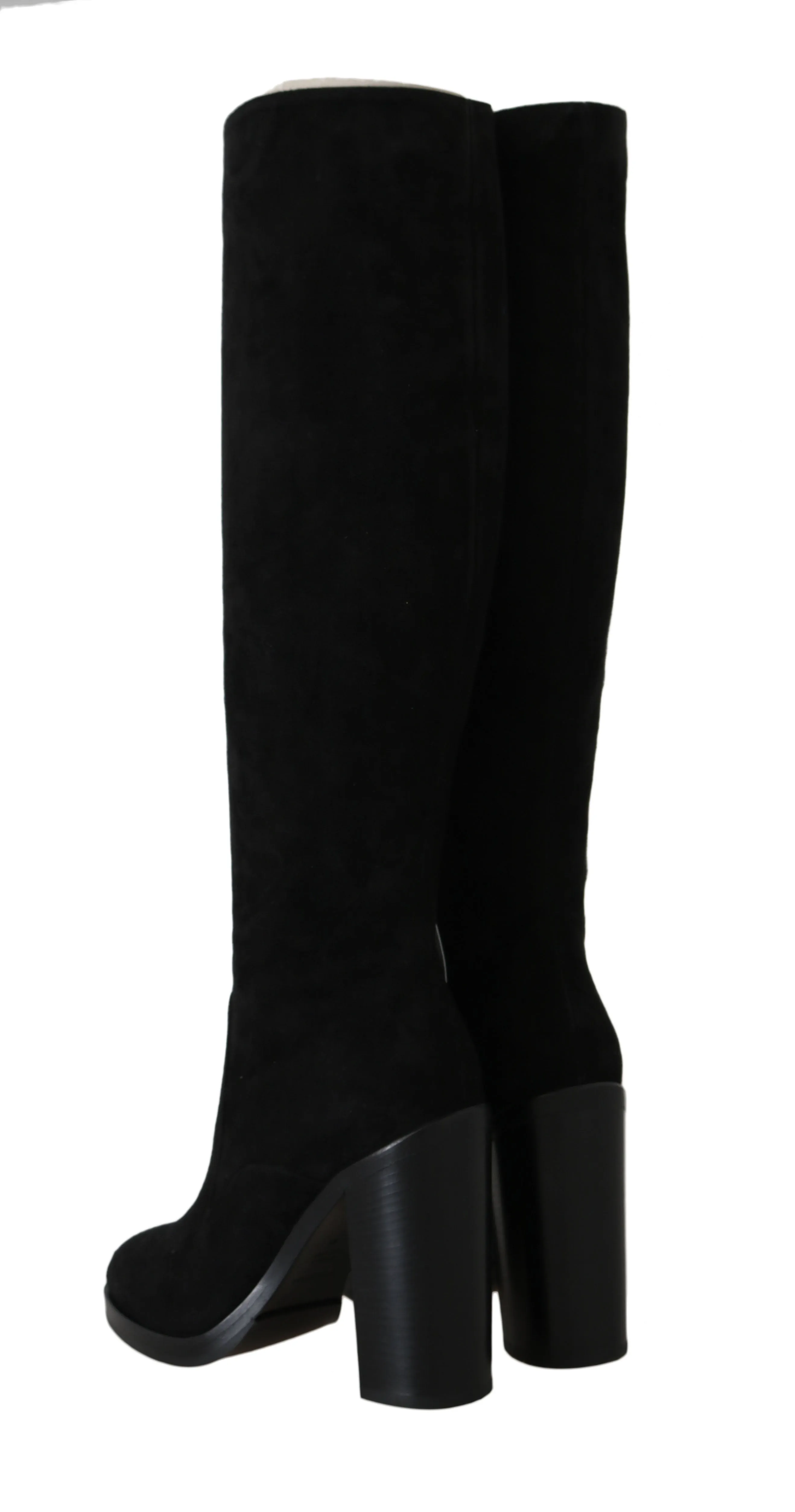 Black Suede Leather Knee High Boots