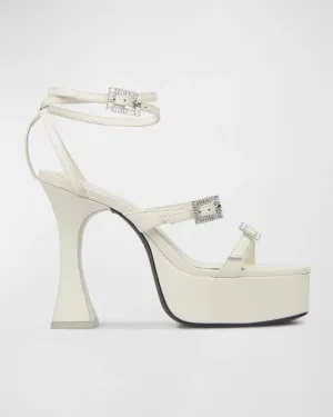 Black Suede Studio
Amarie Napa Crystal-Buckle Platform Sandals