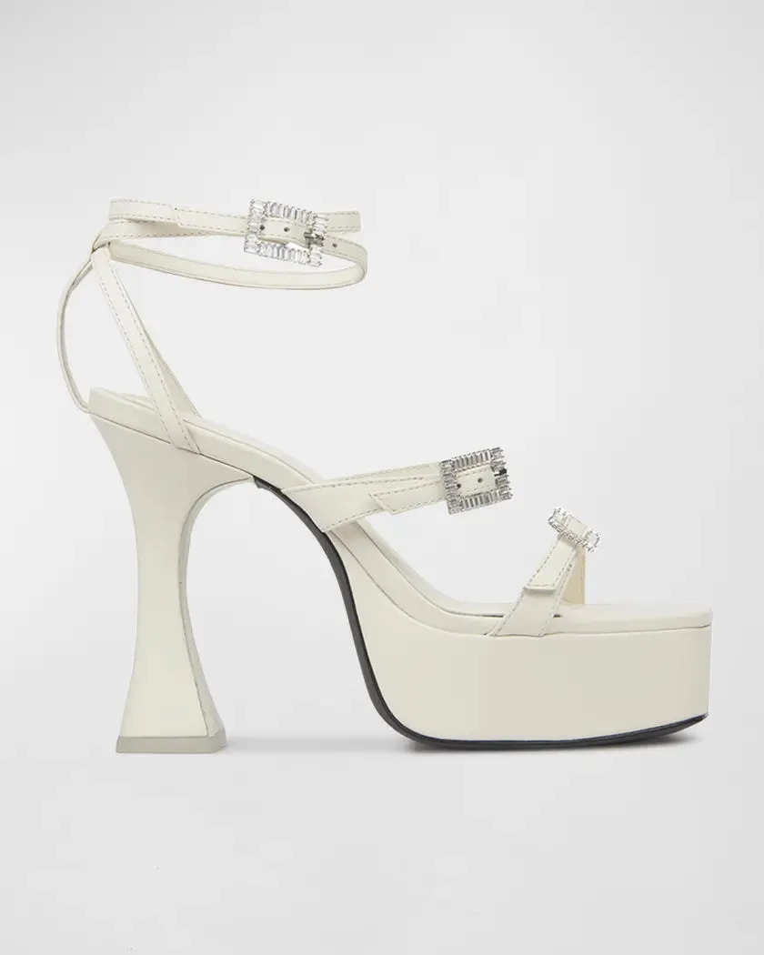 Black Suede Studio
Amarie Napa Crystal-Buckle Platform Sandals