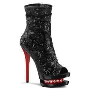 BLONDIE-R-1008  Black Sequins/Black-Red