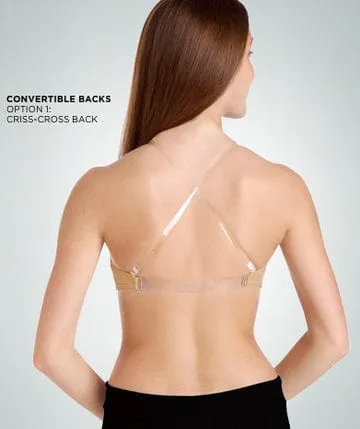 Body Wrappers Deep V Padded Convertible Clear Straps Bra 287 - Women's