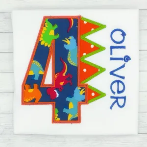 Boys Birthday Dinosaur Number Shirt (age 1-9)