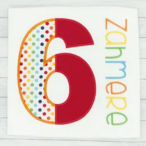 Boys Birthday Polka Dot / Red Split Number (age 1-9)