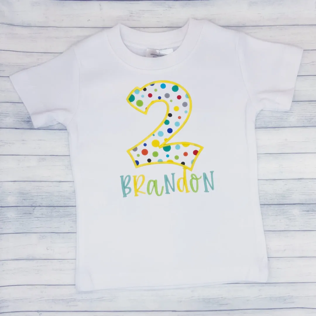 Boys Birthday Polka Dot Shirt (age 1-9)