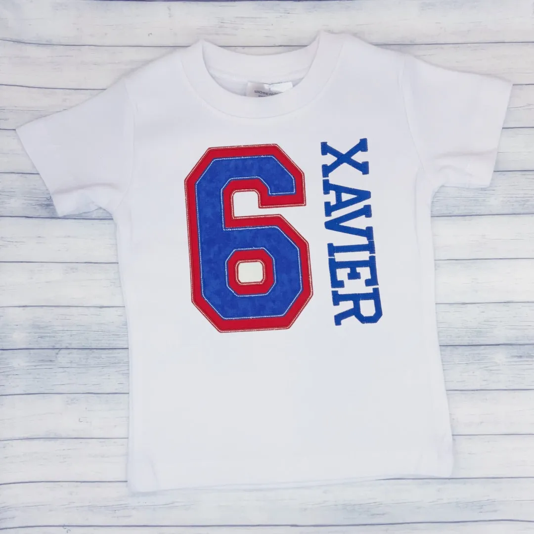 Boys Birthday Varsity Number Shirt (age 1-9)