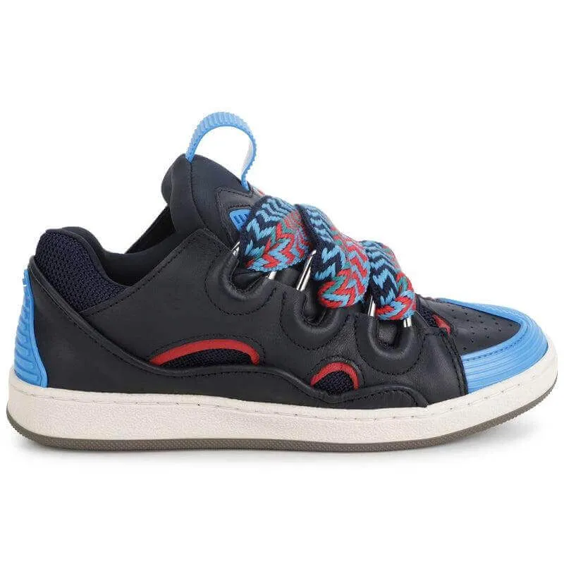 Boys Leather Black Trainers