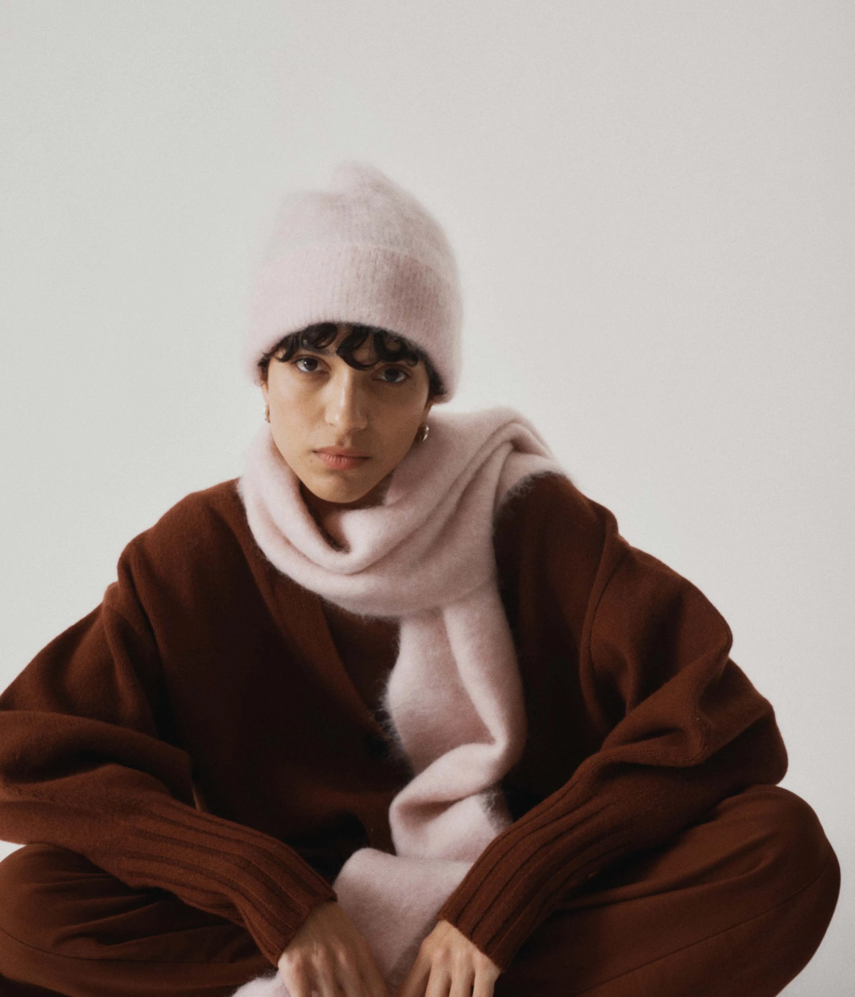 BRUSHED MOHAIR SCARF IN BLUSH