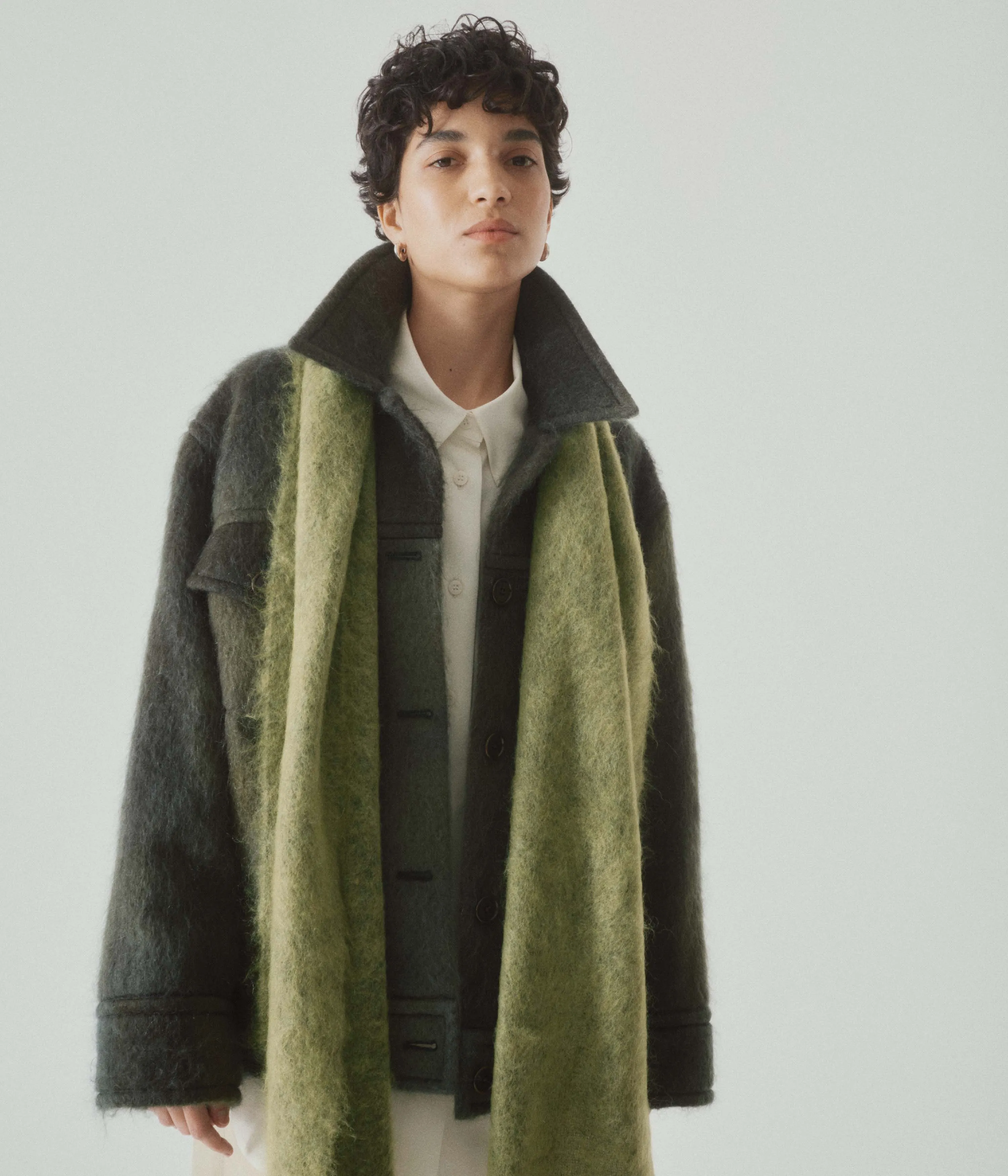 Brushed Mohair Scarf in Matcha